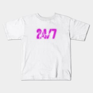 Pray 24/7 Pink Neon Text Art Kids T-Shirt